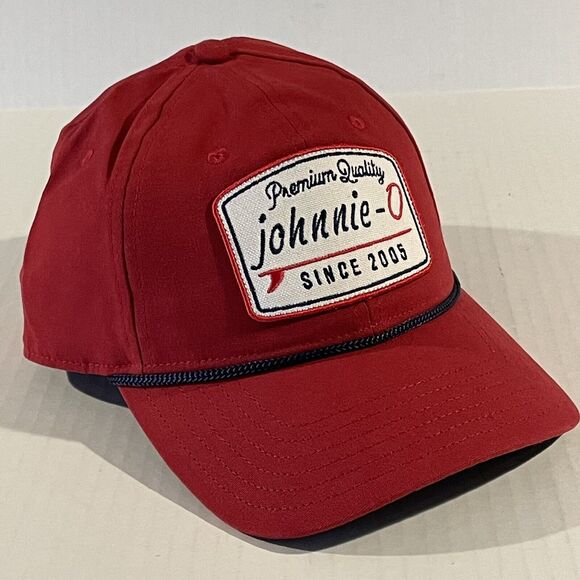 Johnnie-O Hat Cap Snap Back Adult Beach Golf Surf Red Patch Rope Adjustable Hat - Picture 1 of 13
